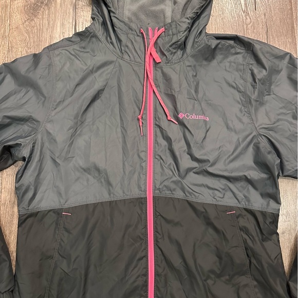 Columbia Jacket Women Gray Hooded Flash Forward Fleece Lined Windbreaker Golf S - Picture 3 of 12